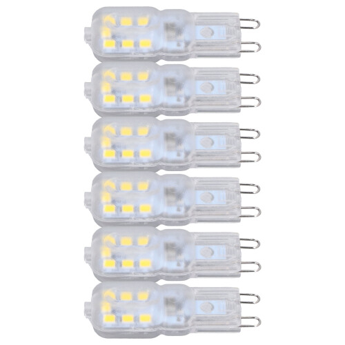 6 Pack G9 3W LED Bulbs - No Flicker Energy Saving Eye Protection
