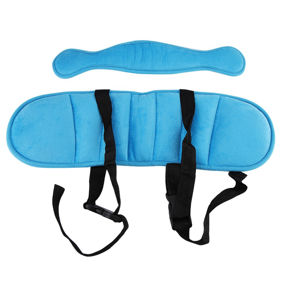 Kids Car Seat Headrest Pillow Blue, Adjustable Neck Support for Babies