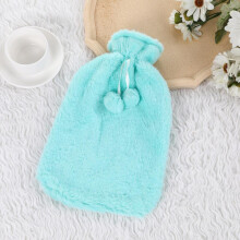 Hot Water Bag 1Piece Soft Wool Ball Cover, Removable Plush Cover, ColdProof Warm Thermal Bottle Cover, Blue
