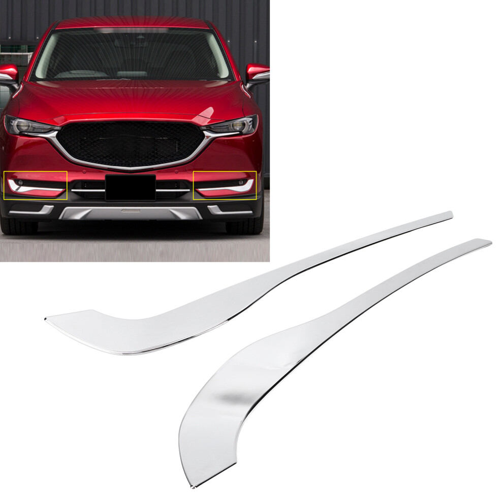 2Pcs Abs Chrome Front Fog Trim For Mazda Cxâ5 Kf 2017Â2021 Silver/Light 5061363518767