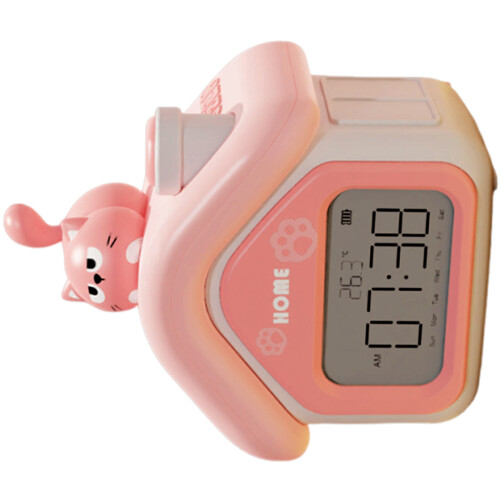 Ergonomic Plastic Alarm Clock For Students with-Pink