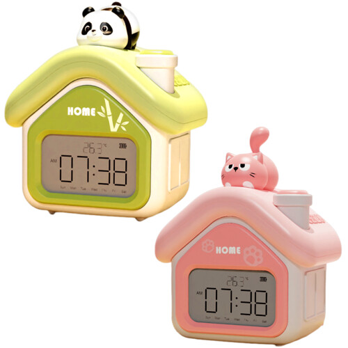 Ergonomic Plastic Alarm Clock For Students with-Pink 1
