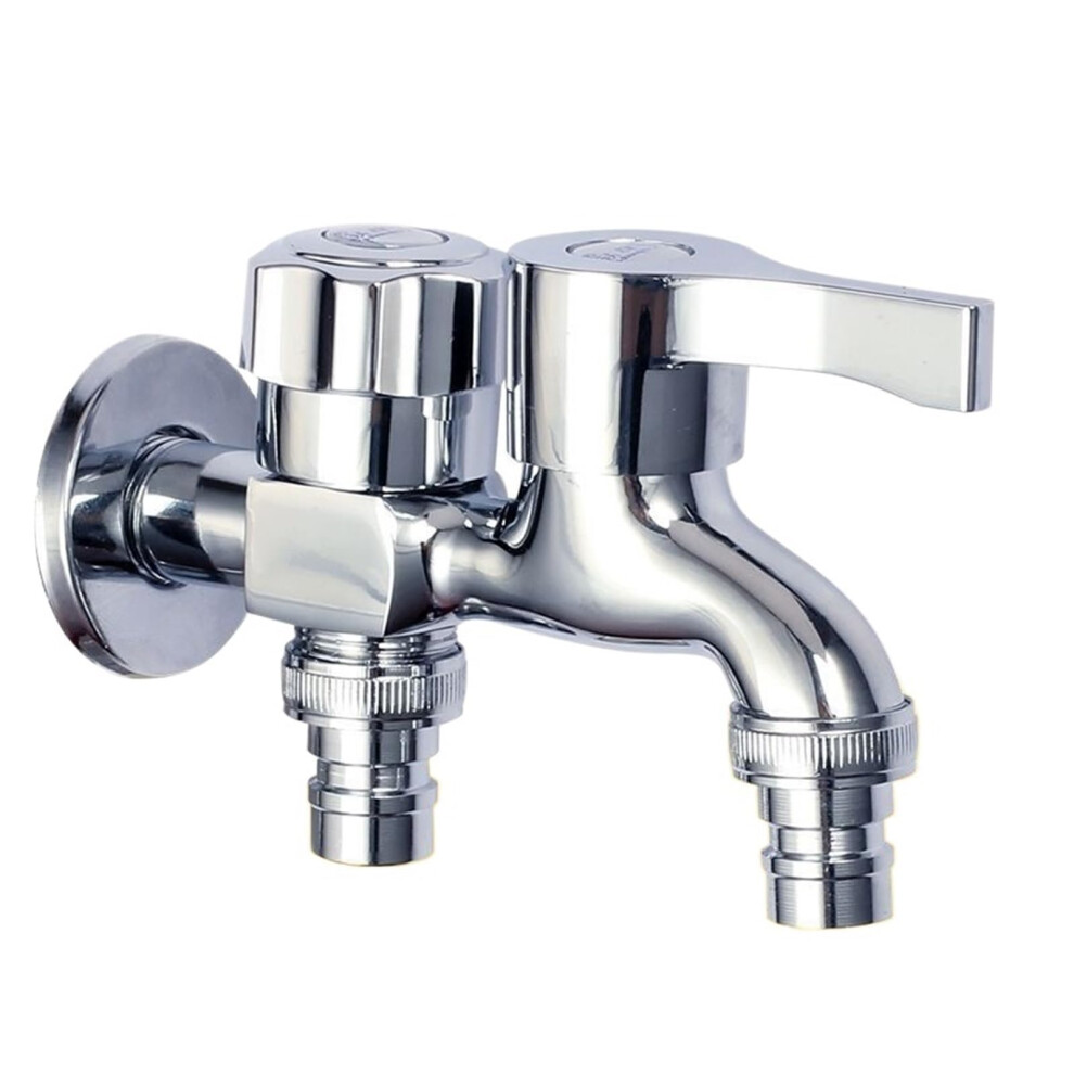 Washing Machine Faucet Brass Tap, Chromeplated, Double Water Outlet, Garden And Bathroom Bidet Faucet 9105992324194