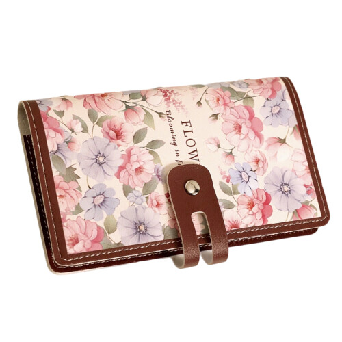 Flower Theme Printed Card Case Spacious 20 Pocket-Camellia