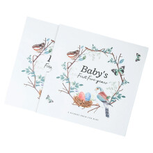 Baby Memory Book Milestones Photo Pages Handprint Footprint Sections First Year Scrapbook Bird Theme Paper Newborn Gift