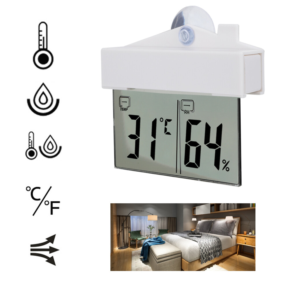 White Digital Hygrometer Thermometer Lcd Monitor 9.3X11cm