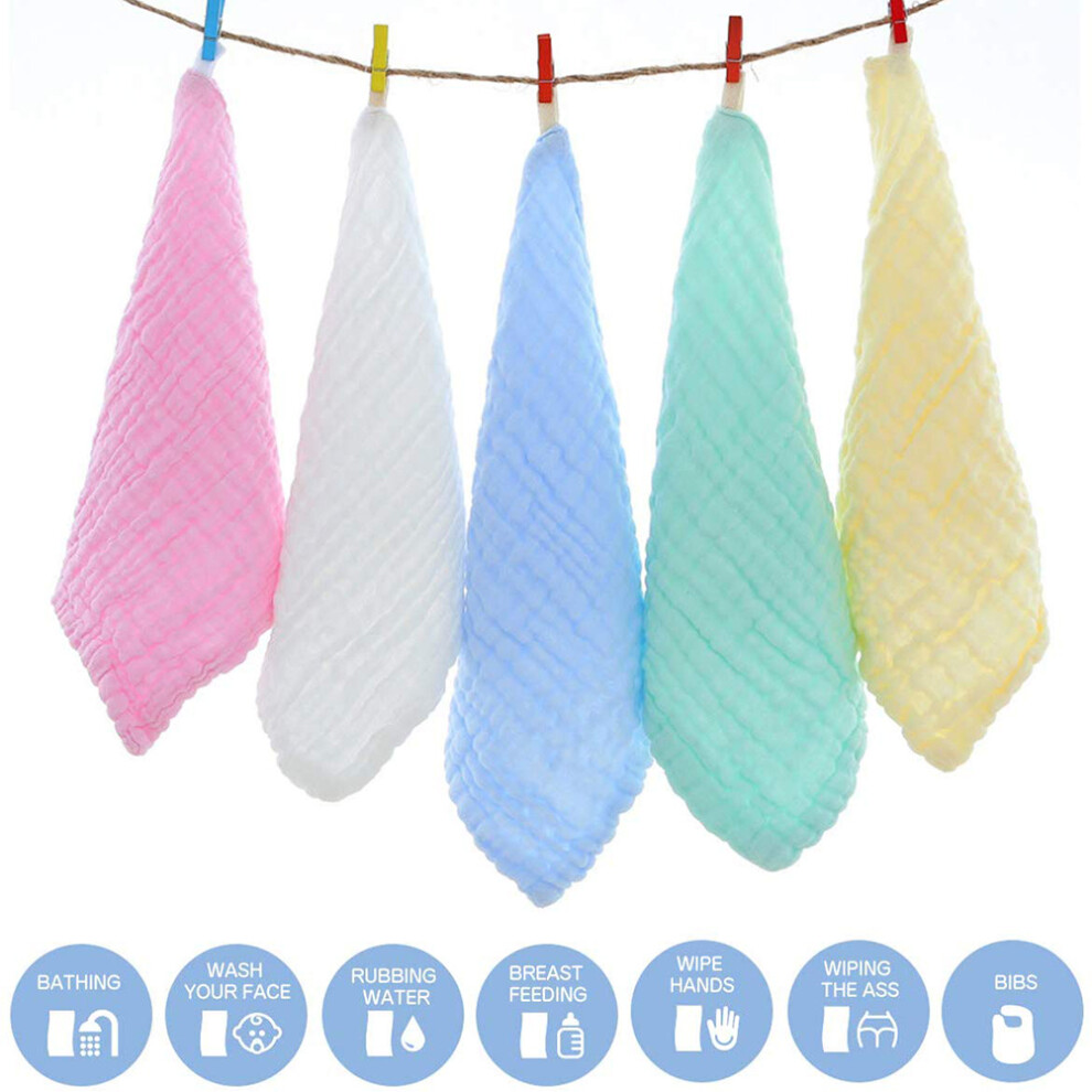 10PCS Baby Muslin Wipes Reusable Cotton Towels 30x30cm