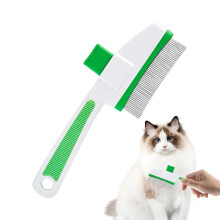 Cat Shedding Brush Dog Grooming Tool With Release Button Tick Removal Comb For Indoor Outdoor Dogs And Cats Green