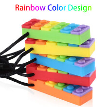 Silikon-Beißkette Regenbogen-Baustein Sinnes-Spielzeug für Kinder 5 Stück