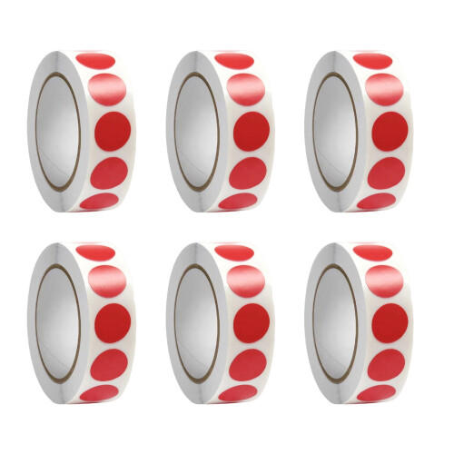 6 Rolls Round Sticker Coding Label Circular Sticker For-Red