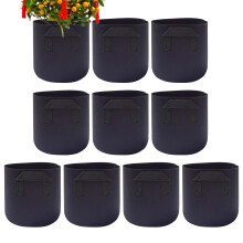 Vegetable Grow Bags, Breathable Fabric Planter Bags, 11.81x11.81x9.84 In, Reusable With Handles, RootEnhancing Pouches