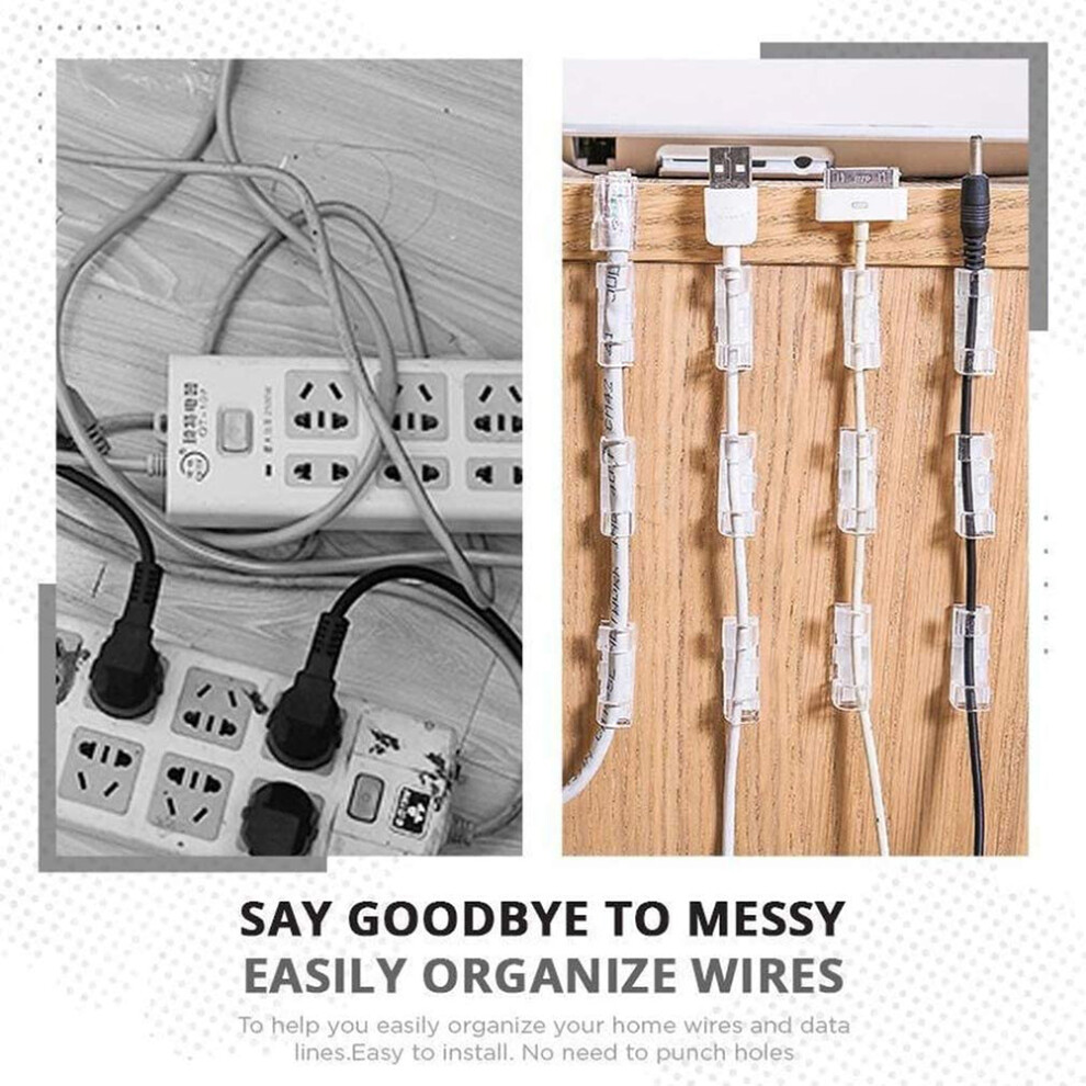 40Pcs Cable Clips Self Adhesive Wire Organizer Plastic White/Black/Transparent 7661363531179