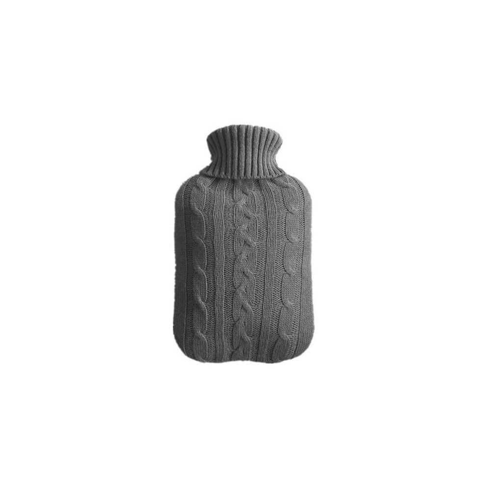 Dark/Grey Hot Water Bottle 2000Ml Knitted Washable Removable Cover Explosionproof