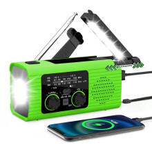 Portable Wind Up Radio Solar Powered Hand Crank LED Flashlight 2000mAh Battery Cellphone Charger With SOS Alarm Green