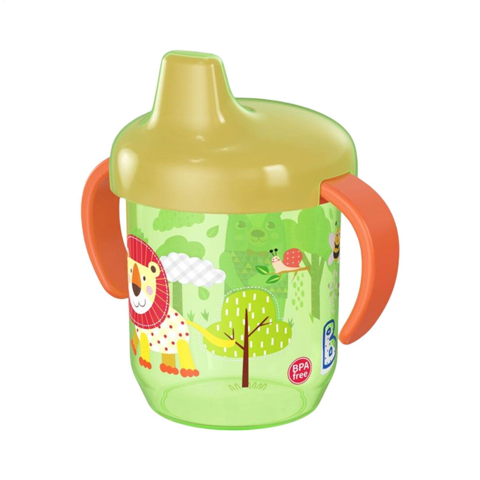 Cup With Spout For Kids Cartoon Animals Sippy Cup With Handles And Straw Soft Spout Training Bottle Leakproof Green