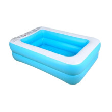 Inflatable Swimming Pool Rectangular Family Pool Blue 128x85x45cm Paddling Pool For Garden Summer