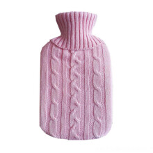 Hot Water Bottle Cover Knitted Protective Cover Removable Washable Soft Solid Pink Fits Standard Hot Water Bottles