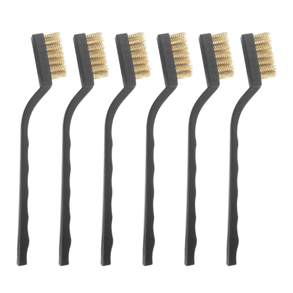 Hard Bristle Brush Rust Removal Cleaning Brush With Handle 6 Pieces Small Wire Brushes For Small Parts Drill Attachments 9323874077307
