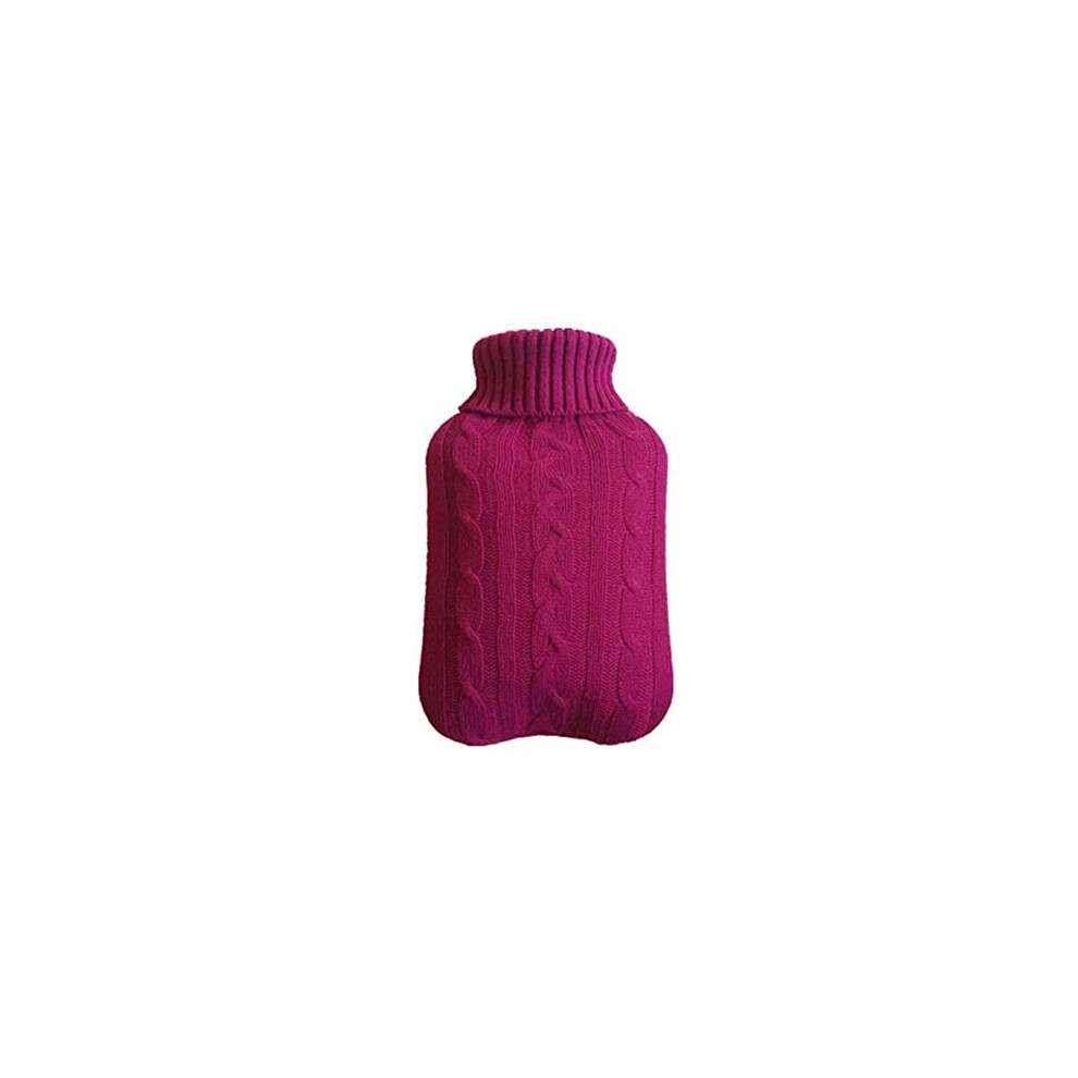Red 2000Ml Hot Water Bottles Cover Solid Color Soft Knitted Protective Cover Removable Washable Wine Winter Hand Warmer
