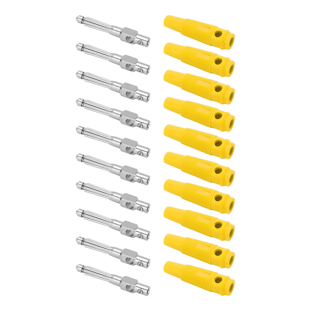10Pcs 4Mm 7-Pin Banana Plugs Copper Stackable Male 1000V 32A Yellow 9361363537802