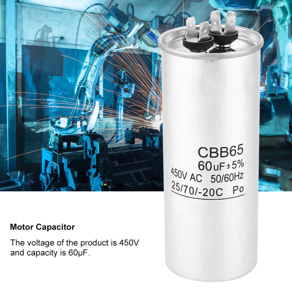 Cbb65 60Uf 450V Capacitor For Hvac Air Conditioner Compressor Motor 8781363537007