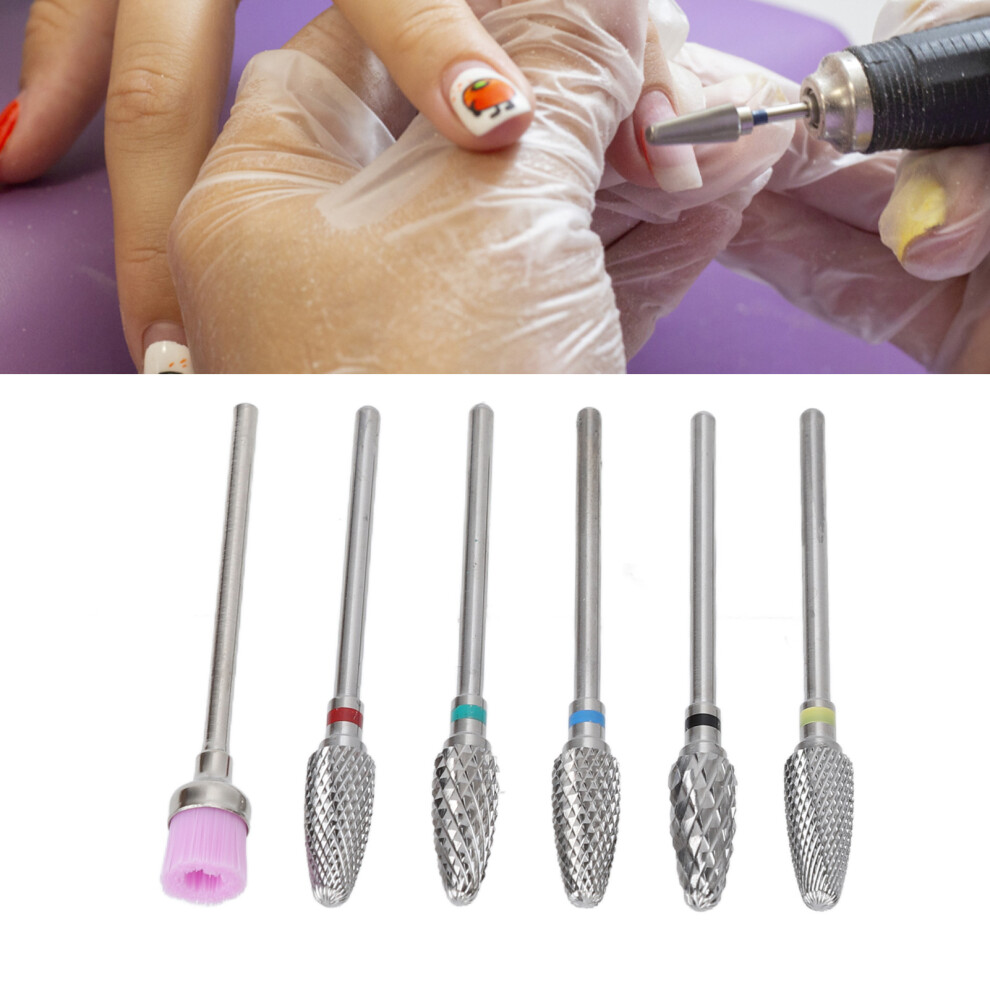 Nail Drill Bit Set Tungsten Steel Polishing & Grinding with Brush