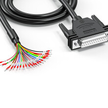 DB25 Female Connector to Bare Wire 3.3ft, 24AWG, 25Pin DSub Extension Cable With Cable Marker Terminal Blocks