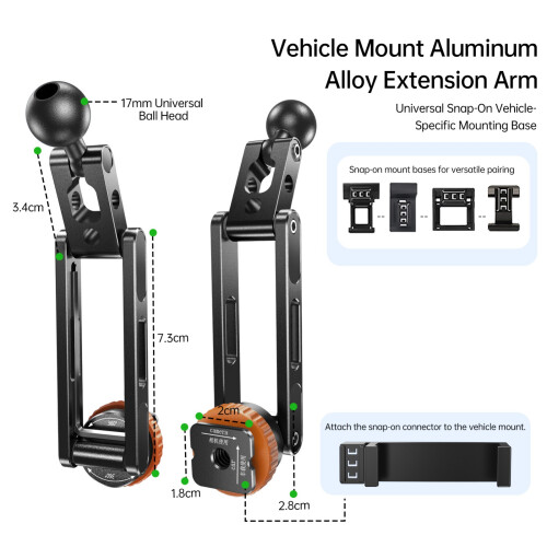 Adjustable Car Mobile Phone Mount Base 17mm Ball Head Adapter 2