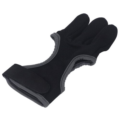 Bogenschießen 3-Finger-Handschuh Größe L Grau/Schwarz Acryl-PU