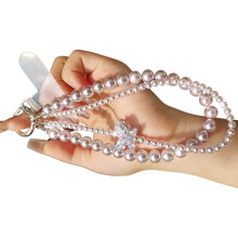 Pendant for Women Girl Beaded Phone Lanyard Strap Phone-Pink