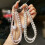 String Chain Beaded Chain Strap Decorative Phone Case-White 4