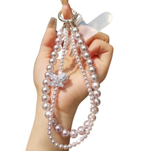 Dubbellaags telefoonkoord Anti-verloren stringketting-Roze