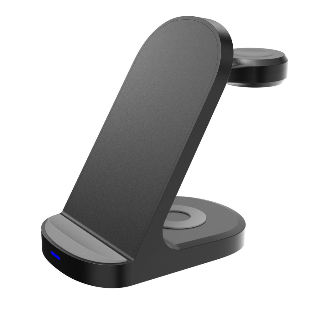 3 In 1 Charging Station For Phone Smartwatch Earbuds 15W Fast Charging Simultaneous Charge Space Aluminum Gray/Black 9339159344446