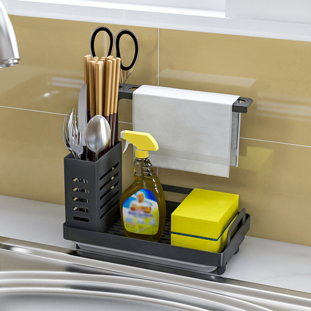 Stainless Steel Sink Caddy With Soap Dispenser Sponge Holder And Drain Tray 4911363551879