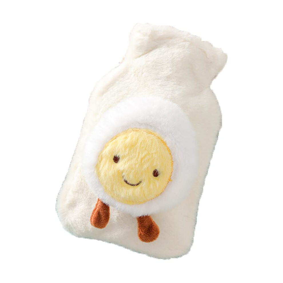 White Hot Water Bottle With Fleece Cover 500Ml For Pain Relief And Bed Warmer