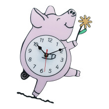 Niedliche Schweinchen-Wanduhr aus Acryl mit leisem Mechanismus