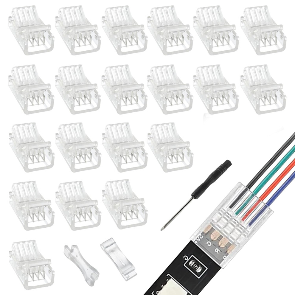 4 Pin 10 Mm Led Strip Connector Rgb Adapter For 5050 Led Strip Lights 20Pcs 9339159346020