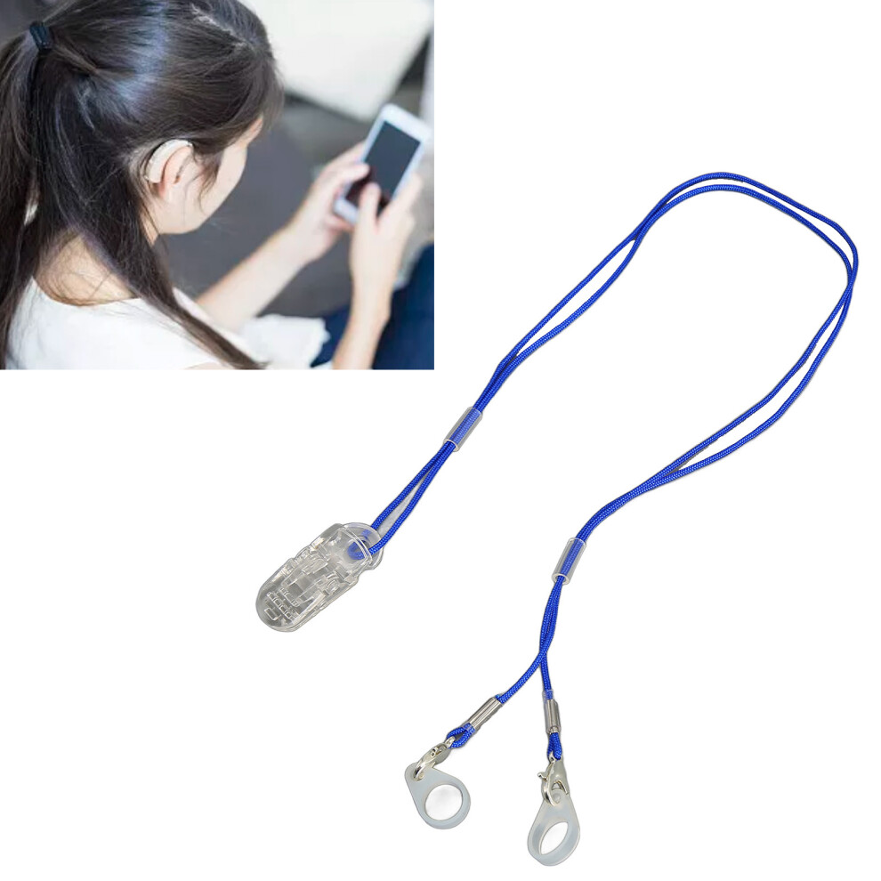 Blue Nylon Hearing Aid Lanyard Clip Rope For All Hearing Aids