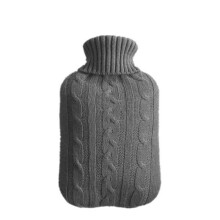 Hot Water Bottle Cover Coral Fleece 2L Capacity Flat Hot Water Bag Knitted Cover Winter Gray