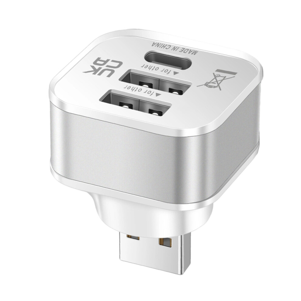 Car Usb Charging Extender 3 Port Extended Usb Splitter- Silver 7704000181228