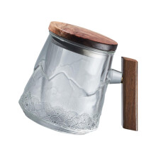 Glass Tea Cup With Lid And Filter HeatResistant Large Capacity Steeping Mug Wooden Handle For Hot And Cold Tea