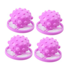 Laundry Ball Hair Removal Device Filter Net Pouch For Washing Machine Purple 4 Pcs Hair Catcher