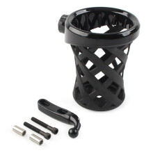 Motorcycle Handlebar Cup Holder With Mesh Basket Mount, Universal Fit, Longer Length, Black