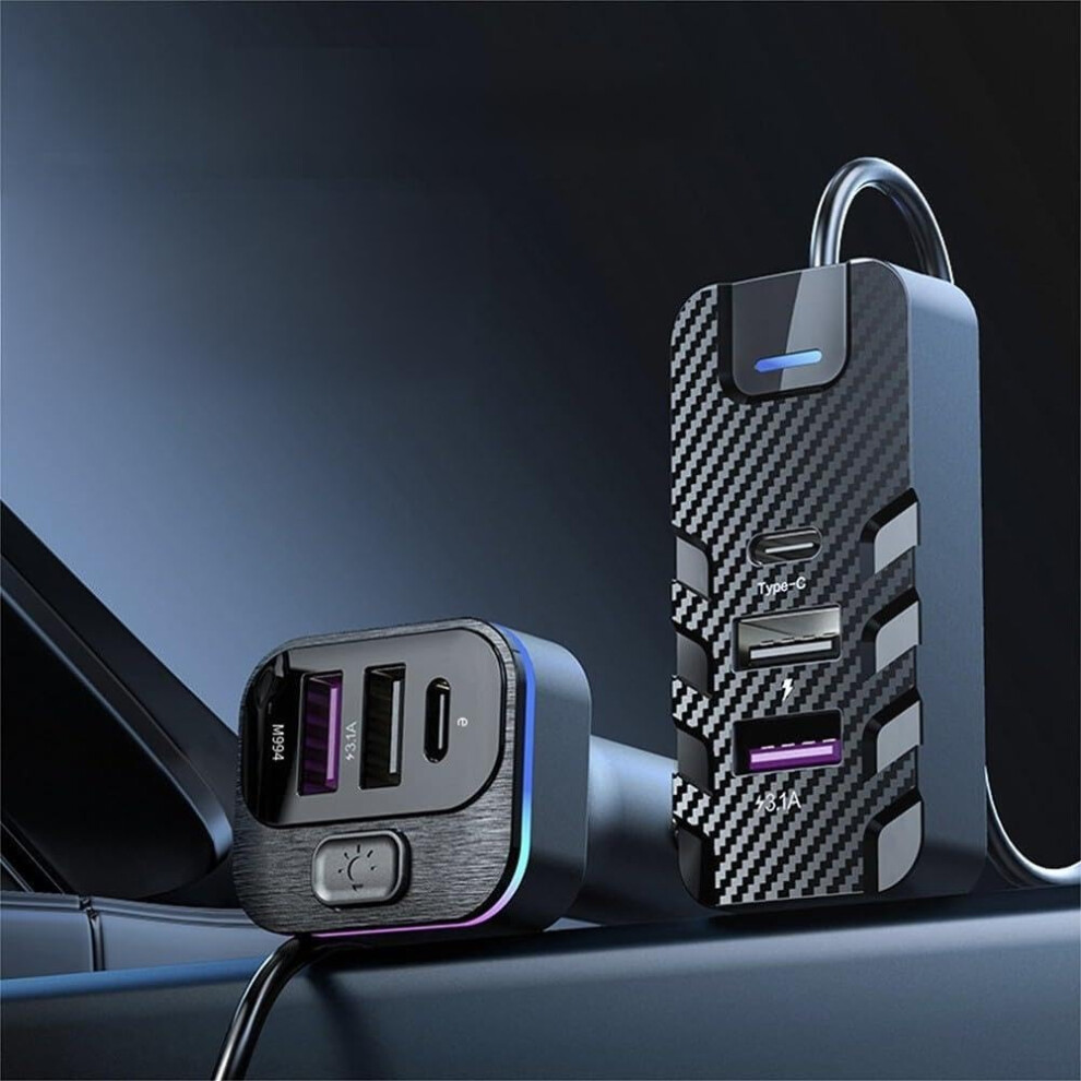 66W Multiport Usb Car Charger With 1.5M Cable, Typec Pd And Qc3.0 Supported 9339159348321