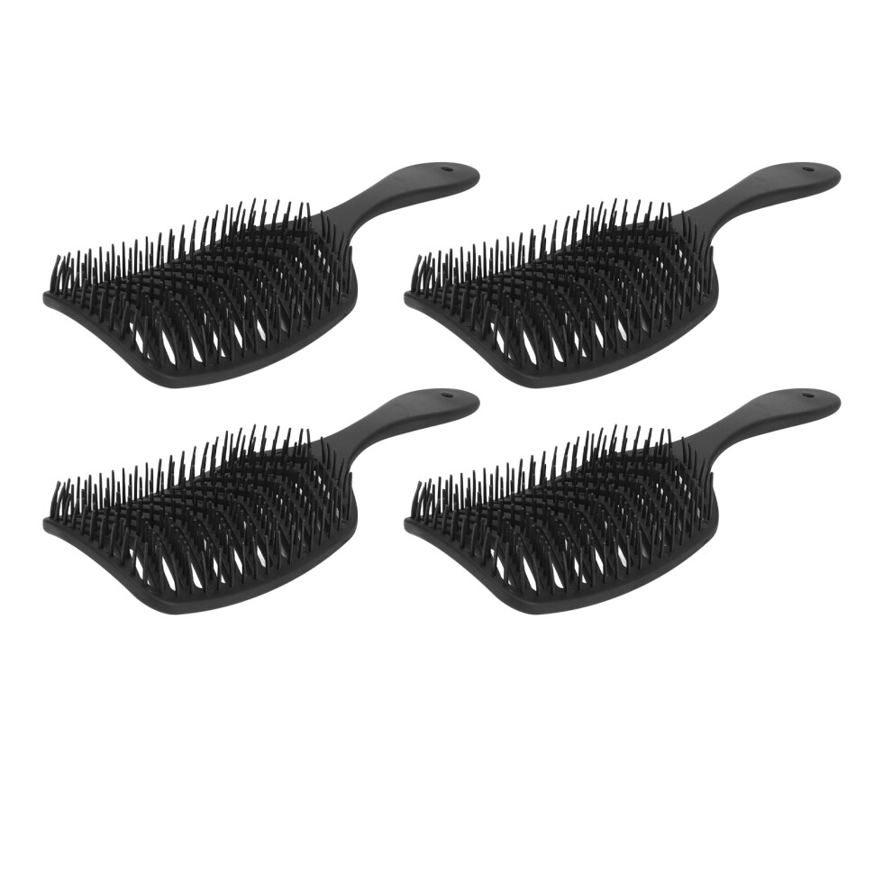 Unisex Black 4Pcs Hair Styling Combs Hollow Out Detangling Brushes Scalp Massage