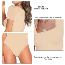Women's Apricot Slim Fit Short Sleeve Bodysuit, Sizes S-2XL