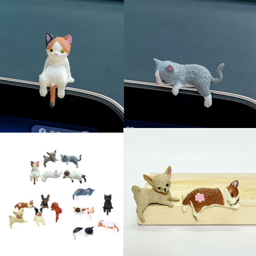 Figurines de chats, moniteur d'ordinateur,-Chien de bord 1