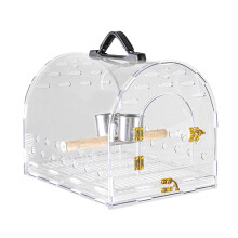 Clear Birdcage Acrylic Bird Travel Cage For Parrot Indoor Outdoor Use Easy Observation Bird Carrier Box Cage