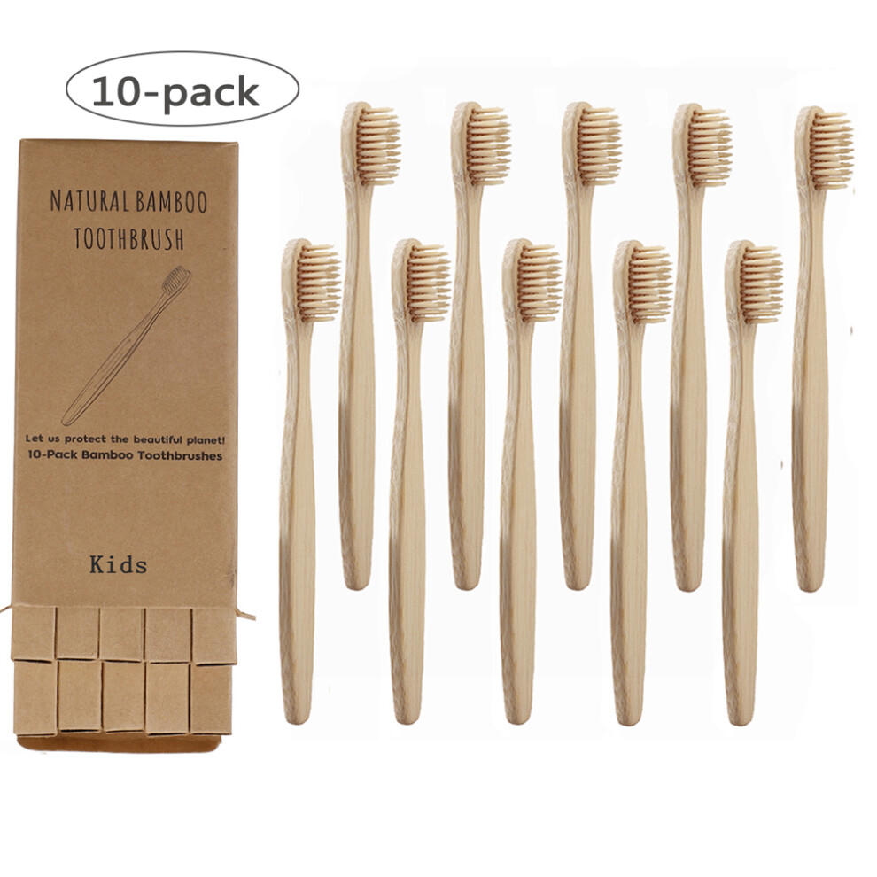 Beige/Yellow 10Pcs Kids Soft Bristle Toothbrushes Surface Stain Removal Set