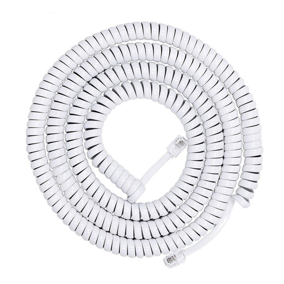 Rj9 Rj11 4P4c Coiled Phone Cord Telephone Line- 2 Meters White 7704000189835